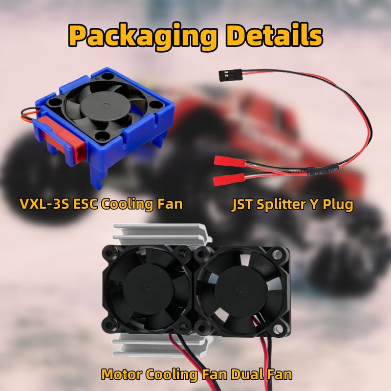 daisyfang VXL-3s ESC Cooling Fan and Motor Cooling Fan Dual Fan Set Compatible with 1/10 Traxxas Slash 4×4 VXL Rustler 4X4 Stampede 4X4 Hoss 4×4 Velineon VXL-3s Heat Sink,Silvery - Image 2